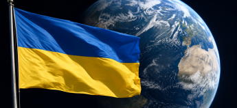 Прапор України на тлі Землі