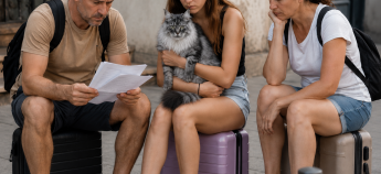ВПО сидять на вулиці з кішкою