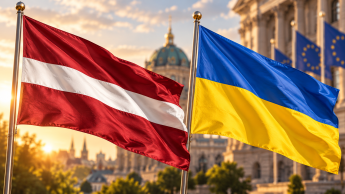 Прапори Латвії та України