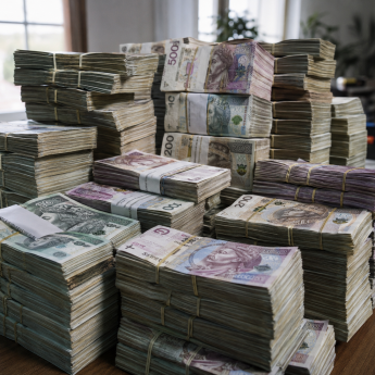Пачки злотих на столі