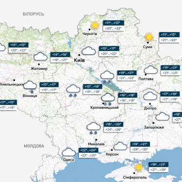Карта погоди 26 серпня