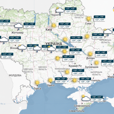 Карта погоды в Украине 4 сентября