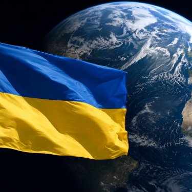 Прапор України на тлі Землі