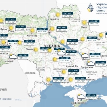 Карта погоды в Украине 12 августа
