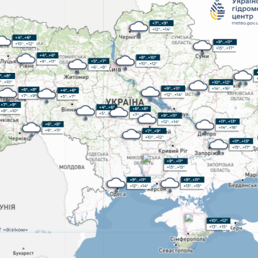 Карта погоди в Україні 16 жовтня