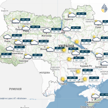 Карта погоды в Украине 6 октября