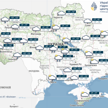 Карта погоди в Україні 22 жовтня