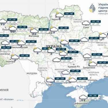 Карта погоди в Україні 24 липня