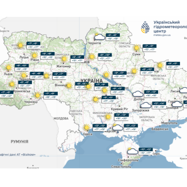 Карта погоды в Украине 1 октября