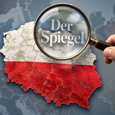 Карта Польши под лупой с надписью Der Spiegel