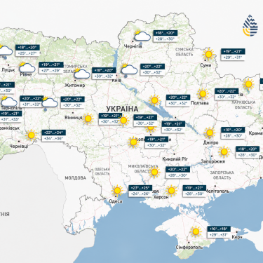 Карта погоди в Україні 21 серпня