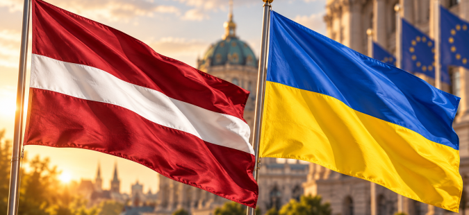 Прапори Латвії та України